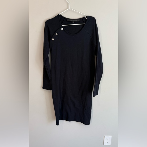 STOWAWAY COLLECTION size small black maternity dress with gold side buttons 1804 - Picture 3 of 9
